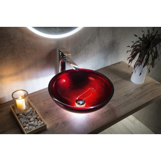 MURANO ROSSO IMPERO sklenené umývadlo okrúhle 40x14 cm, červená AL5318-63