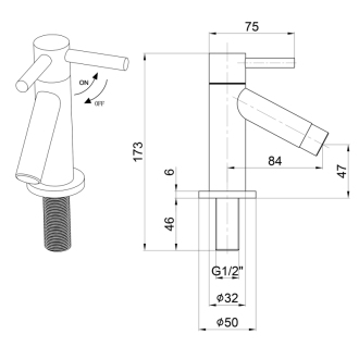 &quot;Stojánkový guľový ventil 1/2&quot;&quot;, 128 mm, chróm&quot; ZY12045