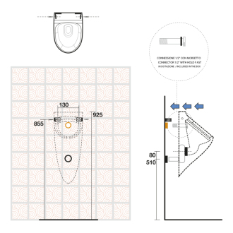 AQUATECH pisoár 21x53,5x30cm, vrátane sifónu a upevňovacej sady 373501