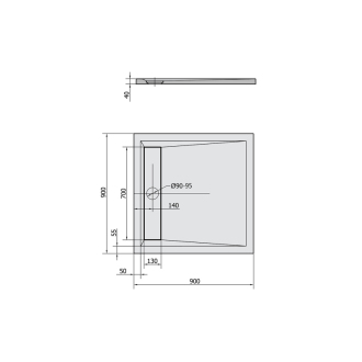 ARENA sprchová vanička z liateho mramoru so záklopom, štvorec 90x90x4cm, biela 71601