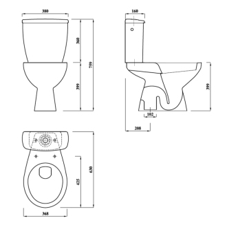 MIGUEL WC kombi misa s nádržkou vr. splachovacie súpravy, spodný odpad LC2258