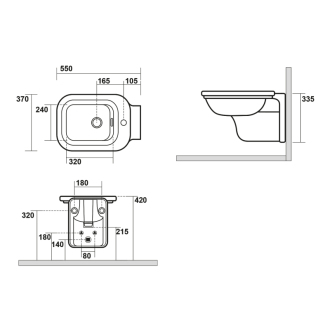 WALDORF bidet závesný 37x33, 5x55cm 4125K1