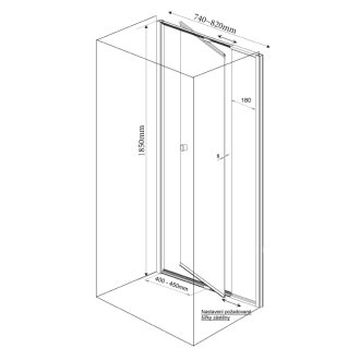 AMICO sprchové dvere výklopné 740-820x1850 mm, číre sklo G70
