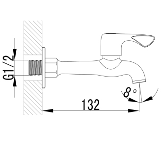 Nástenný ventil 1/2&#39;&#39;, dlhý, chróm ZY12062