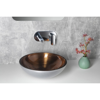 MURANO WENGE sklenené umývadlo okrúhle 40x14 cm, medená/strieborná AL5318-66