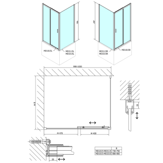 DEEP bočná stena 900x1500 cm, číre sklo MD3315