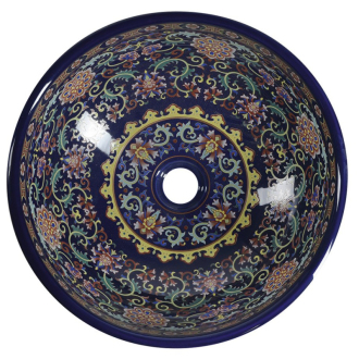 PRIORI keramické umývadlo, priemer 40,5 cm, 15,5 cm, fialová s ornamentami PI022