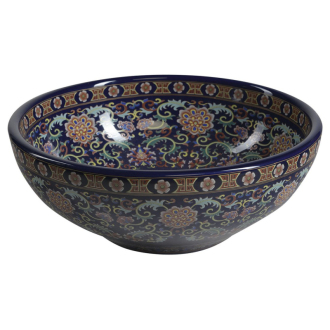 PRIORI keramické umývadlo, priemer 40,5 cm, 15,5 cm, fialová s ornamentami PI022