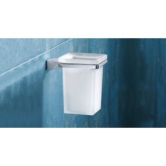 GLAMOUR držiak kefiek, chróm / sklo satin 5710