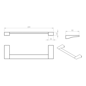 GLAMOUR držiak uterákov 300x82mm, chróm 572130