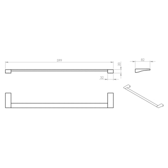 GLAMOUR držiak uterákov 600x82mm, chróm 572160