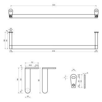 SAND čelný držiak uterákov 60cm PASAND60