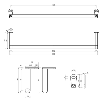 SAND čelný držiak uterákov 80cm PASAND80