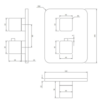 Omnires PARMA PM7436GR Vaňová/sprchová termostatická batéria, grafit