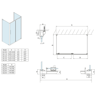 Lucis Line trojstenný sprchovací kút 1000x900x900mm L/P variant DL1015DL3415DL3415