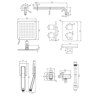 Omnires PARMA SYSPM11GR Podomietkový sprchový set s termostatickou batériou, grafit