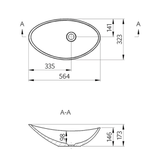 ROSSETA umývadlo 56,4x32,3cm, liaty mramor, biela RS564
