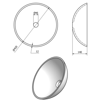 RIPPLE sklenené umývadlo priemer 42 cm, číra s motívom 2501-18