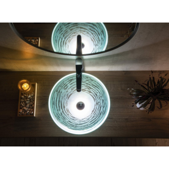 RIPPLE sklenené umývadlo priemer 42 cm, číra s motívom 2501-18