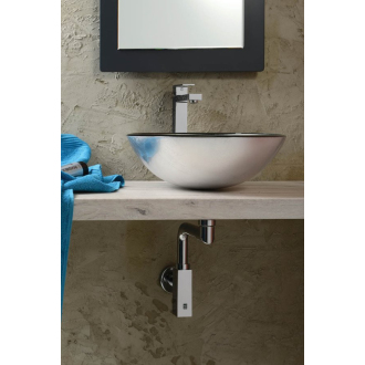 DAMAR sklenené umývadlo priemer 42 cm, tmavo šedá/strieborná 2501-20