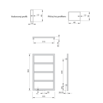 DENALI vykurovacie teleso 550x904mm, 292 W, strieborná štrukturálna (B-609SS) DN609SS