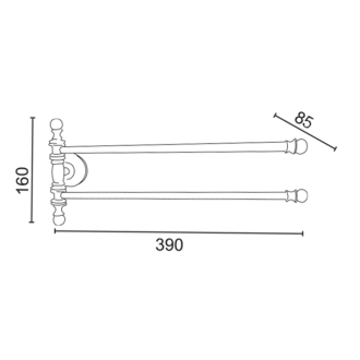 PERLA otočný držiak uterákov dvojitý 390 mm, zlato PE0175
