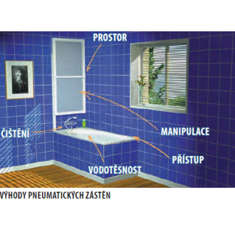 RIONI pneumatická vaňová zástena 710 mm, strieborný rám, číre sklo 72915