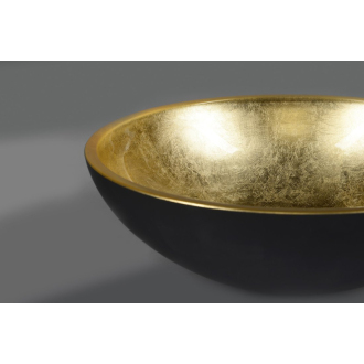 MURANO BLACK-GOLD sklenené umývadlo okrúhle 40x14 cm, čierna/zlatá AL5318-77