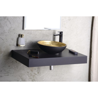 MURANO BLACK-GOLD sklenené umývadlo okrúhle 40x14 cm, čierna/zlatá AL5318-77
