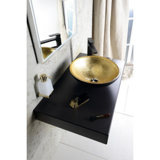 MURANO BLACK-GOLD sklenené umývadlo okrúhle 40x14 cm, čierna/zlatá AL5318-77