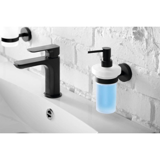 X-ROUND BLACK dávkovač mydla, mliečne sklo, 250ml, čierna (104109010) XB100
