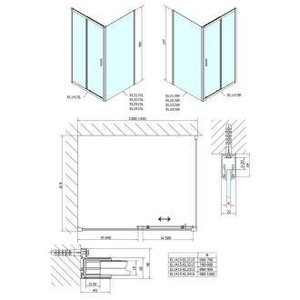 Easy Line obdĺžnikový sprchovací kút 1400x800mm L/P variant EL1415EL3215