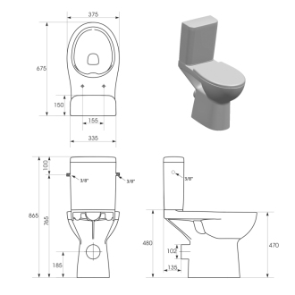 ETIUDA WC kombi pre postihnutých CLEAN ON, zadný odpad K11-0221