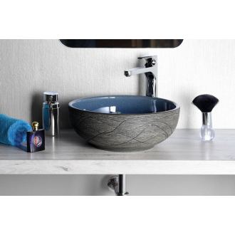 PRIORI keramické umývadlo, priemer 41cm, 15cm, modrá/sivá PI020