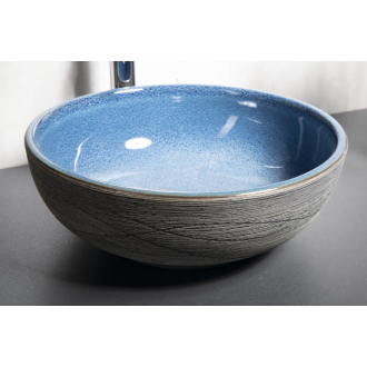 PRIORI keramické umývadlo, priemer 41cm, 15cm, modrá/sivá PI020
