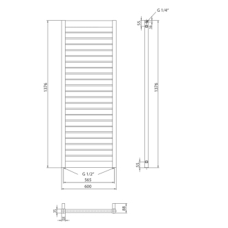 MATEO vykurovacie teleso 600x1376 mm, 752 W, biela MO601