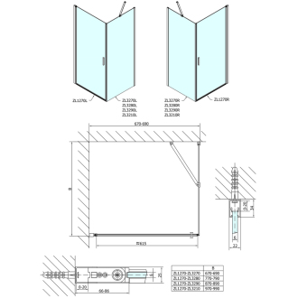 Zoom Line obdĺžnikový sprchovací kút 700x800mm L/P variant ZL1270ZL3280