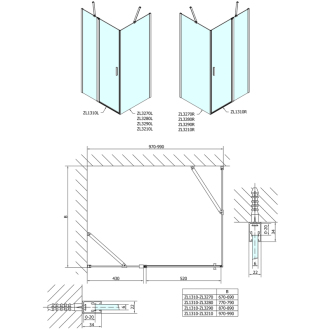 Zoom Line obdĺžnikový sprchovací kút 1000x700mm L/P variant ZL1310ZL3270