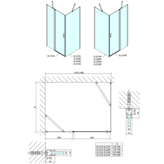 Zoom Line obdĺžnikový sprchovací kút 1500x700mm L/P variant ZL1315ZL3270