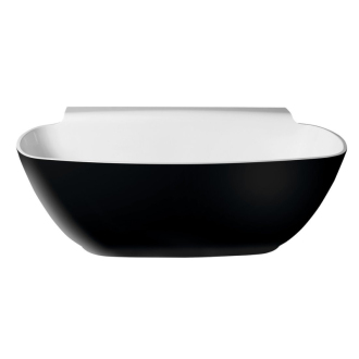 NIGRA voľne stojaca vaňa liaty mramor 158x80x59cm, čierna/biela 72975