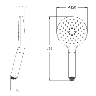 Ručná masážna sprcha otočná, 3 režimy, priemer 120 mm, ABS/chróm 1204-32