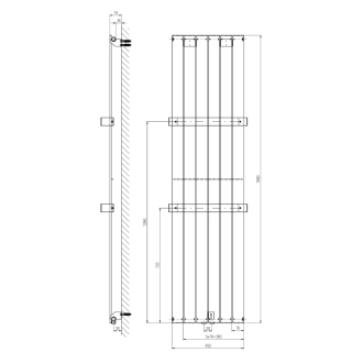 COLONNA vykurovacie teleso 450x1800mm, biela IR141