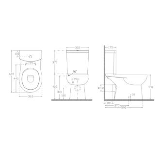 KAIRO WC kombi, zadný odpad, vrátane splachovacieho mechanizmu PC105