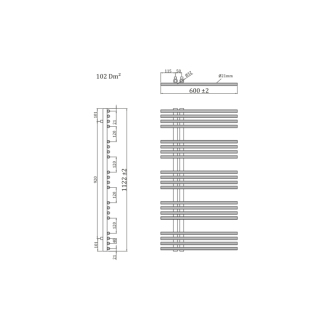NYMPHA vykurovacie teleso 600/1122, biela 1805-16