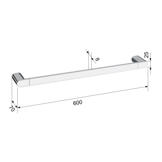 FLORI držiak uterákov 600x70mm, čierna mat RF009/15