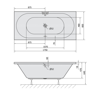 VIVA B SLIM obdĺžniková vaňa 175x80x47cm, biela 88119S