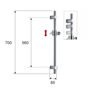 Posuvný držiak sprchy okrúhly, 560 mm, čierna mat SC015