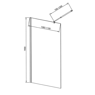 WALK-IN zástena jednodielna na inštaláciu na stenu, 1100x1900 mm, sklo číre WI111