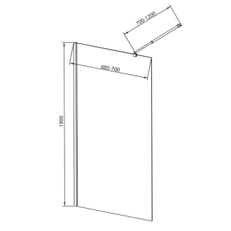 WALK-IN zástena jednodielna na inštaláciu na stenu, 700x1900 mm, sklo Brick