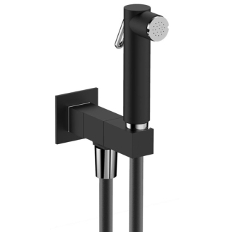 Nástenný ventil s ručnou bidet. spŕškou a bezp. poistkou,hranatý,čierna mat SG108NE
